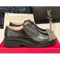Discount Roger Vivier Viv' Rangers Lace-ups Shoes in Patent Leather with Strass Black RV121207 2026