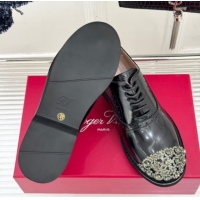 Discount Roger Vivier Viv' Rangers Lace-ups Shoes in Patent Leather with Strass Black RV121207 2026