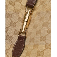Super Quality Gucci Jackie Large Tote Bag In GG Canvas With Leather Trim ‎867014 Beige/Dark Brown