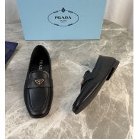 ​Grade Design Prada Mens Leather Loafers Flat With Triangle Logo P8954 Black
