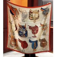 Top Grade Hermes Cashmere & Silk Shawl 140x140cm Scarf H11212 Beige/Orange 2026