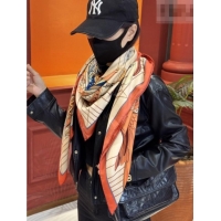 Top Grade Hermes Cashmere & Silk Shawl 140x140cm Scarf H11212 Beige/Orange 2026