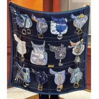 Unique Style Hermes Cashmere & Silk Shawl 140x140cm Scarf H11213 Blue 2026