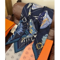 Unique Style Hermes Cashmere & Silk Shawl 140x140cm Scarf H11213 Blue 2026