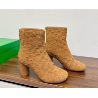 Good Quality Bottega Veneta Intrecciato Suede Atomic Ankle Boots 8cm Beige 1206050 2026