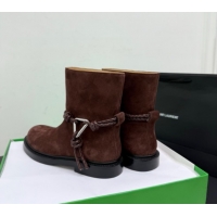 Popular Style Bottega Veneta James Suede Flat Ankle Boots with Triangle Buckle Dark Brown 1206053 2026