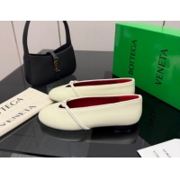 Top Grade Bottega Veneta Rosa Mary-Jane Ballerinas Flat in Lambskin Leather with Knit Strap White 1206059 2026