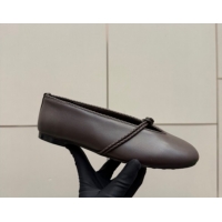 Low Cost Bottega Veneta Rosa Mary-Jane Ballerinas Flat in Lambskin Leather with Knit Strap Fondant Brown 1206060 2026