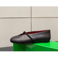 Unique Style Bottega Veneta Rosa Mary-Jane Ballerinas Flat in Lambskin Leather with Knit Strap Black 1206062 2026