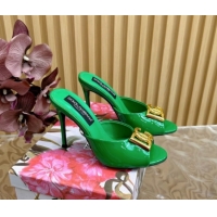 Luxury Dolce & Gabbana Patent Leather Heel Slides Sandal 10cm with DG Logo DG121103 Green 2026
