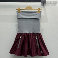 Promotional Miu Miu Knit Dress MM011301 Grey/Burgundy 2026