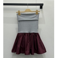 Promotional Miu Miu Knit Dress MM011301 Grey/Burgundy 2026
