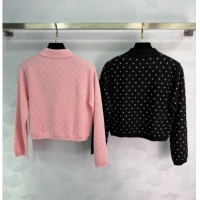 ​Top Grade Miu Miu Satin and Wool Polo Shirt MM011302 Pink 2026