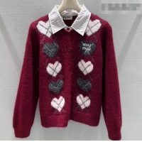 Reasonable Price Miu Miu Wool Mohair Heart Cardigan MM011311 Red 2026