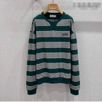 Top Quality Miu Miu Cotton Striped T-Shirt MM011316 Grey/Green 2026