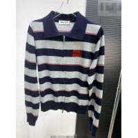 ​Luxury Discount Miu Miu Striped Cardigan MM011317 Grey/Blue 2026
