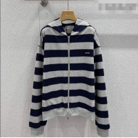 ​Good Looking Miu Miu Cotton Striped Cardigan MM011318 Grey/Blue 2026