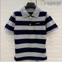 Top Grade Miu Miu Striped Polo T-Shirt MM011317 Grey/Blue 2026
