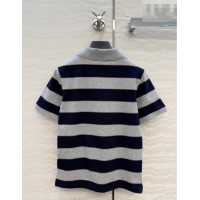 Top Grade Miu Miu Striped Polo T-Shirt MM011317 Grey/Blue 2026