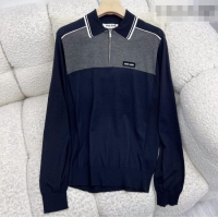 ​Grade Design Miu Miu Satin and Cotton Polo Shirt MM011321 Grey/Blue 2026