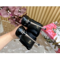 Good Quality Dolce & Gabbana Black Satin Heel Slides Sandal 10cm with Cross Strap DG121105 1211094 2026