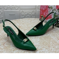 Grade Quality Dolce & Gabbana Lollo Nappa Leather slingbacks Pump 6.5cm DG121106 Green 2026