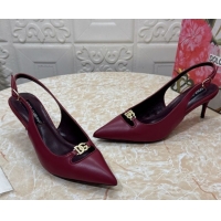 Unique Style Dolce & Gabbana Lollo Nappa Leather slingbacks Pump 6.5cm DG121106 Dark Burgundy 2026