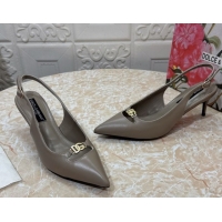 Durable Dolce & Gabbana Lollo Nappa Leather slingbacks Pump 6.5cm DG121106 Grey 2026