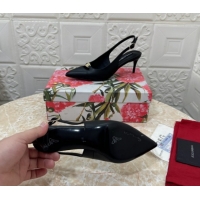 Luxurious Dolce & Gabbana Lollo Nappa Leather slingbacks Pump 6.5cm DG121106 Black 2026