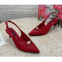 Luxury Dolce & Gabbana Lollo Nappa Leather slingbacks Pump 6.5cm DG121106 Red 2026