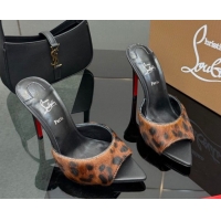 Best Price Christian Louboutin Miss Z Heel Slides Sandal 10cm in Printed Mohair Brown 1209087 2026
