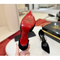 Low Cost Christian Louboutin Miss Ziggyta Heel Pumps 10cm with Strap in Suede Black 1209089 2026
