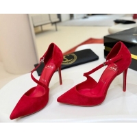 Shop Cheap Christian Louboutin Miss Ziggyta Heel Pumps 10cm with Strap in Suede Red 1209090 2026