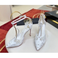 Good Product Christian Louboutin Teetiag Sandals 10cm in Embossed Leather and Mesh with Studs White 1209094 2026