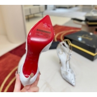 Good Product Christian Louboutin Teetiag Sandals 10cm in Embossed Leather and Mesh with Studs White 1209094 2026