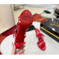 Discount Christian Louboutin Zip Heel Slides Sandal 10cm in Leather CL120901 Red 2026