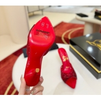 Charming Christian Louboutin Miss Z Heel Slides Sandal 10cm in Strass and Cut-out Suede 1209101 Red/Black 2026