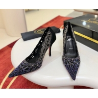 Cheap Price Christian Louboutin Miss Z Pumps 10cm in Strass and Cut-out Suede 1209103 Black 2026