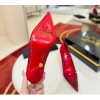 Good Product Christian Louboutin Miss Z Pumps 10cm in Strass and Cut-out Suede 1209104 Red 2026