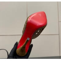 Top Design Christian Louboutin Miss Z Heel Slides Pump 10cm in Strass and Cut-out Suede Brown 1209105 2026