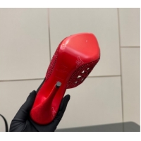 Luxury Christian Louboutin Miss Z Heel Slides Pump 10cm in Strass and Cut-out Suede Red 1209107 2026