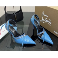 Cheap Christian Louboutin Zip Heel Sandals 10.5cm in Patent Leather CL120901 Blue 2026