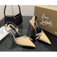 Stylish Christian Louboutin Zip Heel Sandals 10.5cm in Patent Leather CL120901 Nude 2026