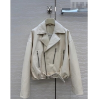 Luxury Cheap Loewe Sheepskin Leather Down Jacket LW011304 White 2026