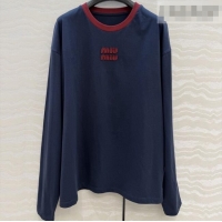 Super Quality Miu Miu Cotton T-shirt M011410 Blue 2026