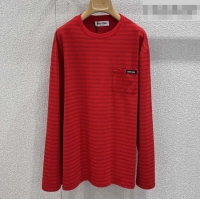 ​Top Quality Miu Miu Cotton Striped Shirt M011413 Red 2026
