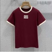 Top Design Miu Miu Cotton T-shirt M011414 Deep Red 2026