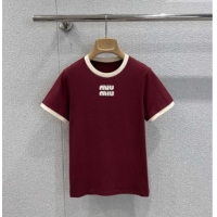 Top Design Miu Miu Cotton T-shirt M011414 Deep Red 2026