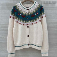​Best Price Chanel Cashmere Cardigan with Embroidery CH011303 White/Green 2026