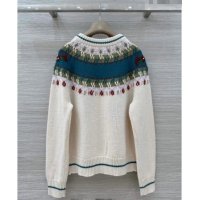 ​Best Price Chanel Cashmere Cardigan with Embroidery CH011303 White/Green 2026